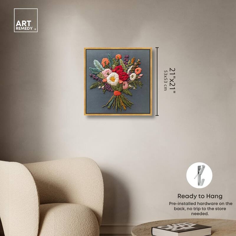 Stitched Bloom Bouquet I Canvas by Art Remedy