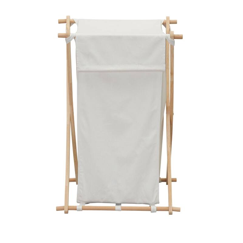 Household Essentials Folding X-Frame Wood Laundry Hamper