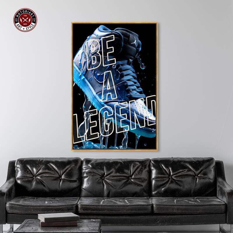 Notoriart Be A Legend Sneaker Drip Framed Sneaker 1 Piece Canvas Wall Art