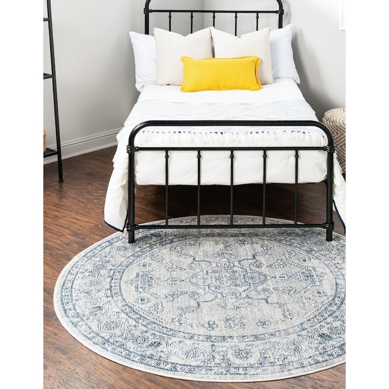 Traditional Haifa Collection Area Rug - Gray - 3'11" Round