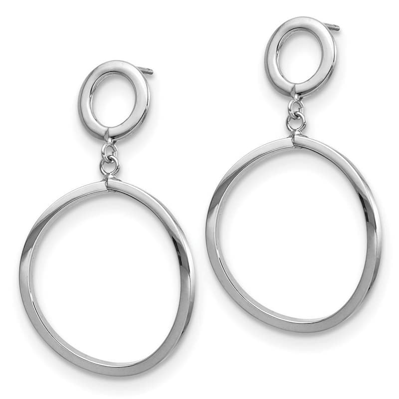Curata 10k White Polished Double Circle Dangle Post Earrings - 37x36mm