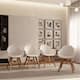 Option White Arm Chairs with Dark Wood Finish Legs