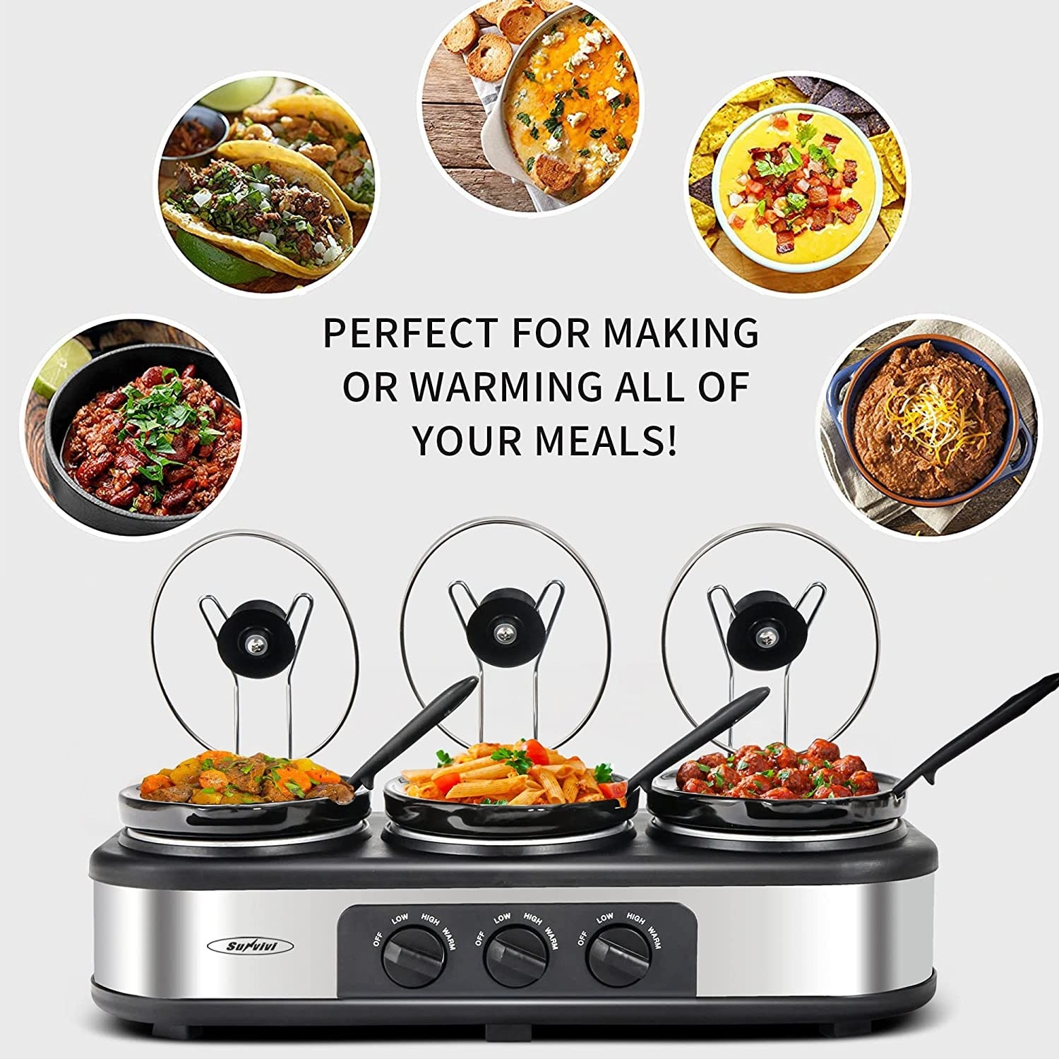 Crock-Pot Trio Cook and Serve Slow Cooker and Food Warmer, Stainless Steel
