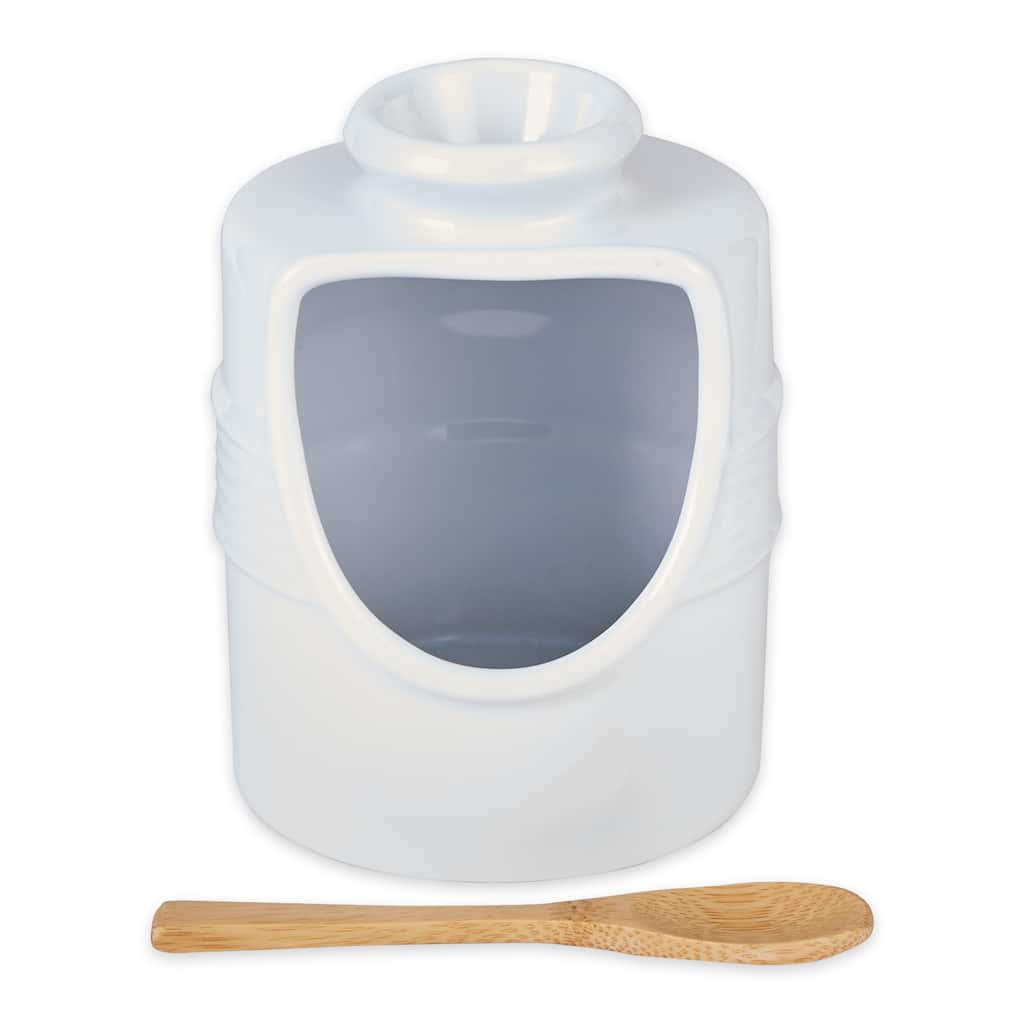 Stoneware Salt Pig - White