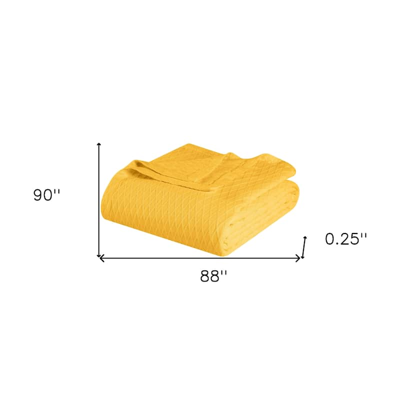 HomeRoots Queen Yellow Cotton Woven Geometric Blanket