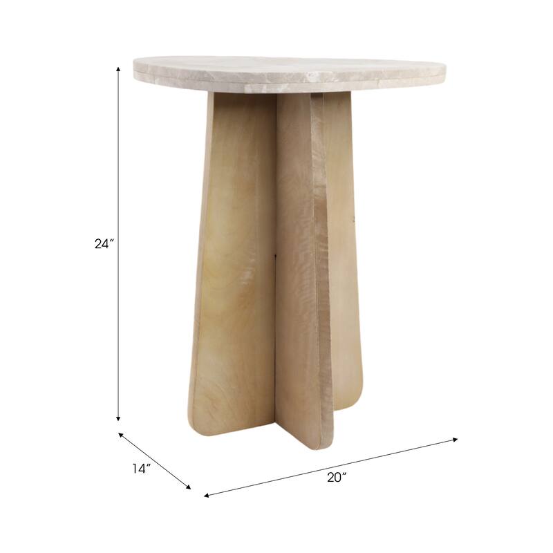 Stone Marble Modern Accent Table for Home and Office Use - 24" Brown - 20.5" x 15" x 24"