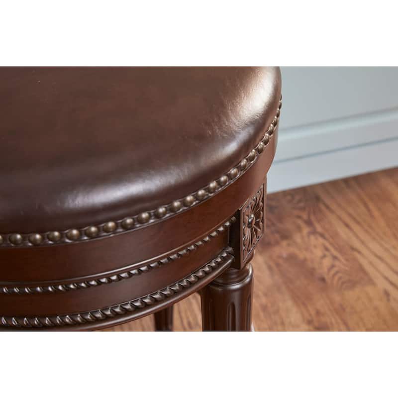 NewRidge Home Chapman Counter Height Swivel Stool, Distressed Walnut Finish - Counter Height