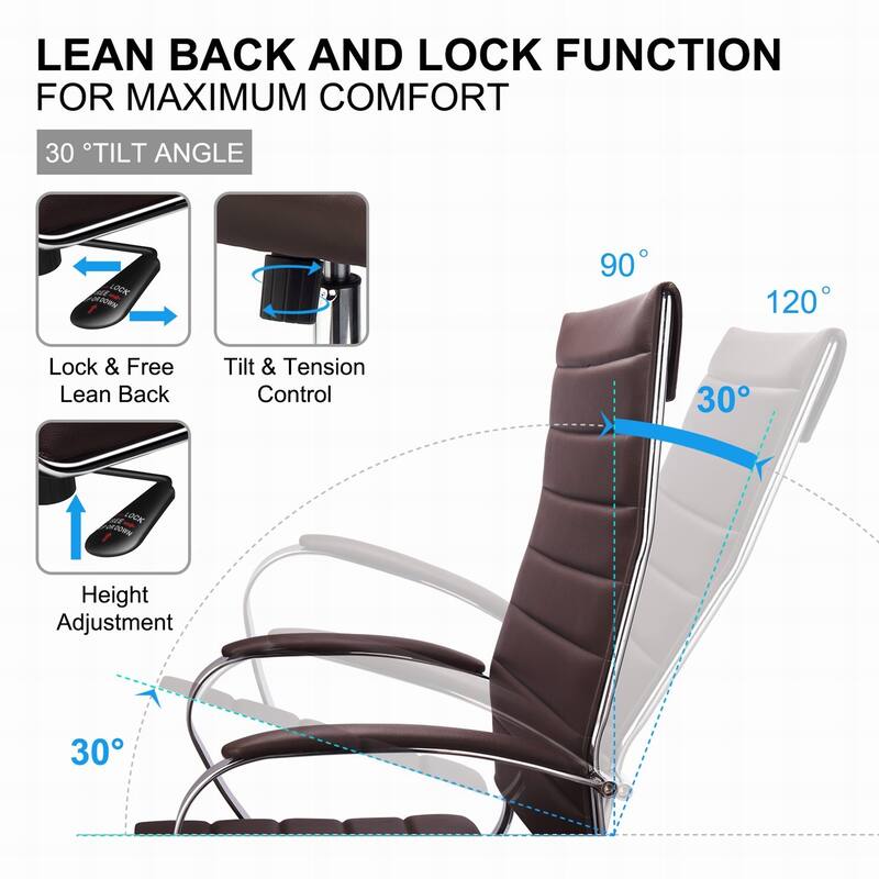 LUXMOD® Office Chair Faux Leather Silver Frame Adjustable and Swivel