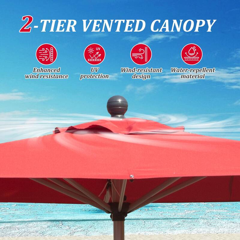 Rectangle Patio Umbrella with Crank Lift and Tilt Function 