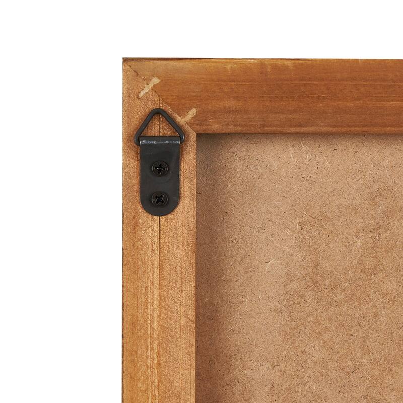 White Wood Dimensional Geometric Shaped Geometric Wall Decor with Brown Wooden Frame