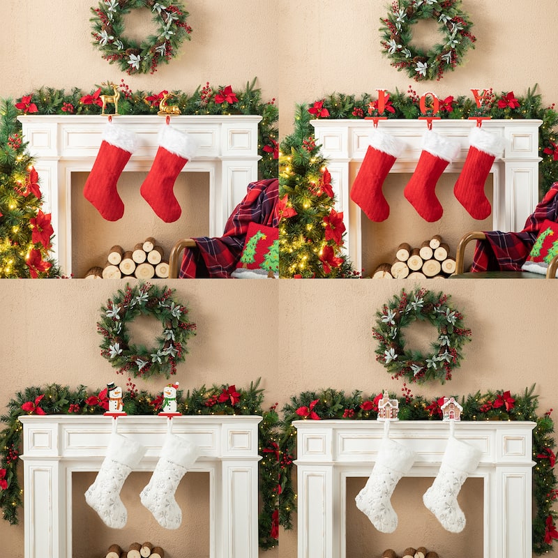 Glitzhome 14.5"L Christmas Metal MERRY CHRISTMAS Stocking Holder