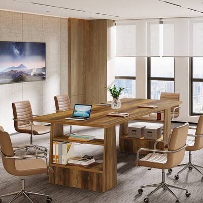 63” Conference Table with Storage Rectangular Meeting Table for Office - N/A