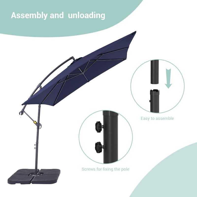 Bonosuki 8.2 x 8.2Ft Patio Offset Umbrella w/ Weighted Base