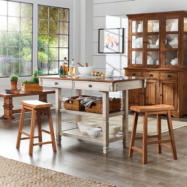 Elena 2-tone Antique Kitchen Island Buffet by iNSPIRE Q
