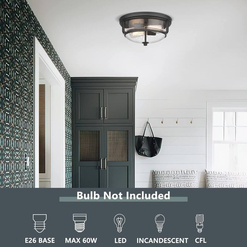 2-Light Modern Flush Mount Light Fixture