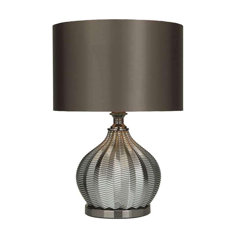 Polyester Room Table Lamp with Drum Shade - Silver - Roche River Decor - Silver
