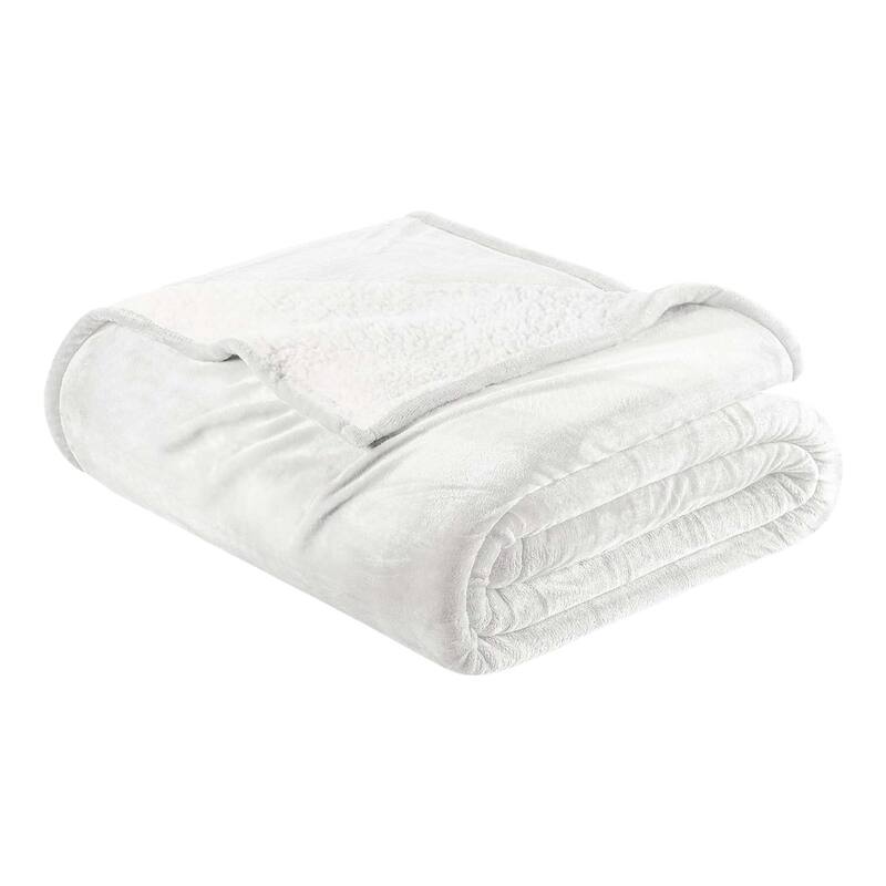 Linery & Co. Velvet Plush Reversible Sherpa Bed Blanket - King / California King - White