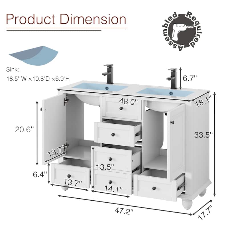 Bathroom Vanity with Sink Combo Set, Free Standing Bathroom Storage Cabinet