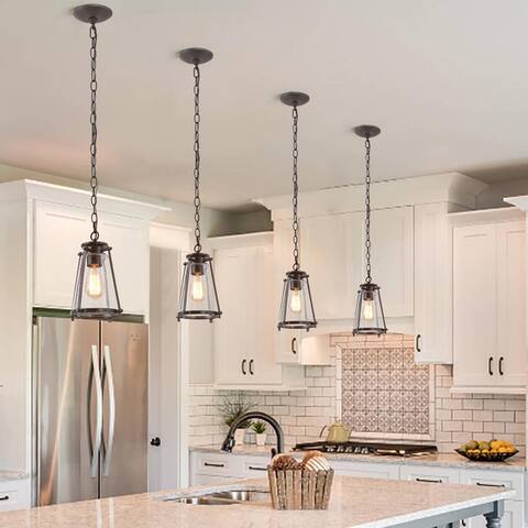 Mid-century Modern 1-Light Seeded Glass Cage Pendant Island Lights for Dining Room - W7.5"xH11"