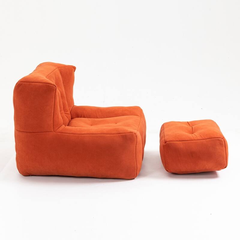 Comfortable Fluffy Bean Bag Chair with ottoman for living room