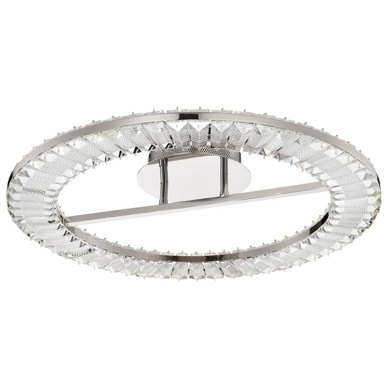 Nova LED 23 Inch Round Flush Mount Polished Nickel Finish K9 Crystal - Polished Nickel