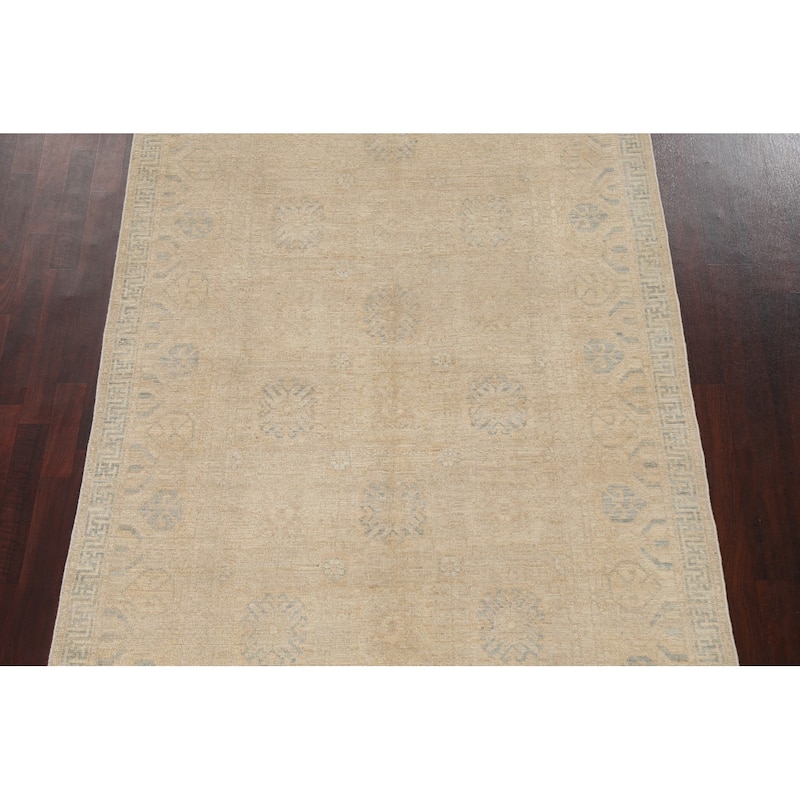 Vegetable Dye Traditional Oushak Turkish Wool Area Rug Hand-knotted - 5'6" x 9'5"