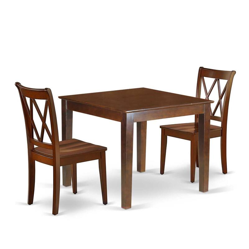 Mid-Century Dining Set - 3Pc Square Table & Chairs - 36 Inch Retro Design - Modern Comfort