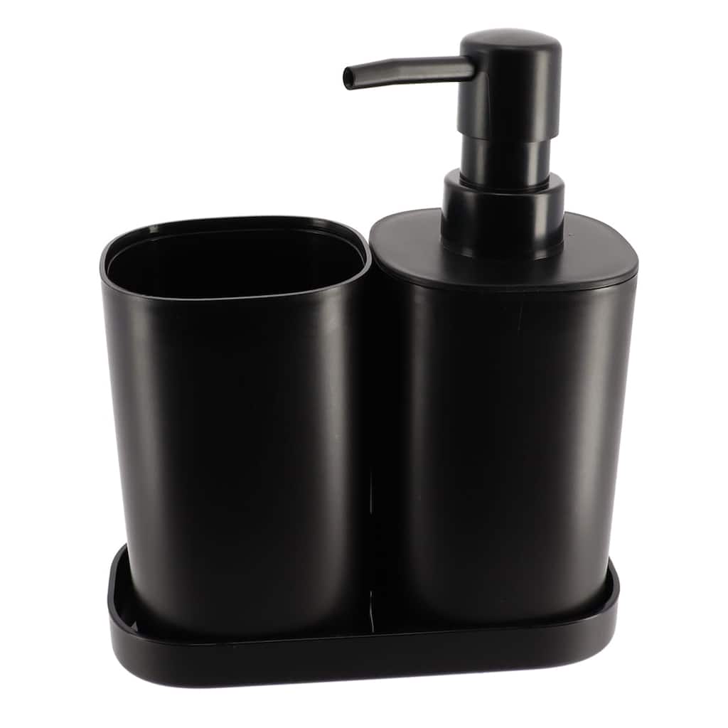 Bathroom Set - Includes Tumbler, Soap Dispenser and Soap Dish - Set of 3 Accessories