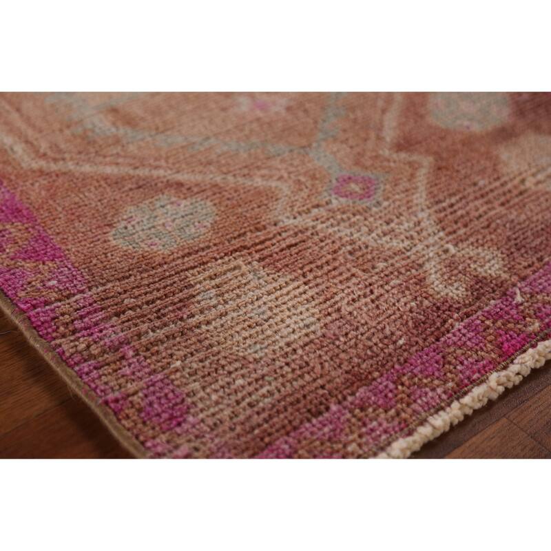 Hand Knotted Oriental 100% Wool Carpet Transitional Tribal Brown Anatolian Area Rug - 3' 1'' X 1' 7''