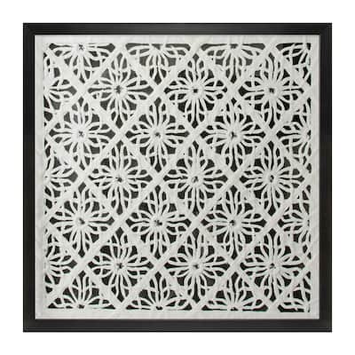 Framed Floral Wall Décor Under Glass 19.5"SQ