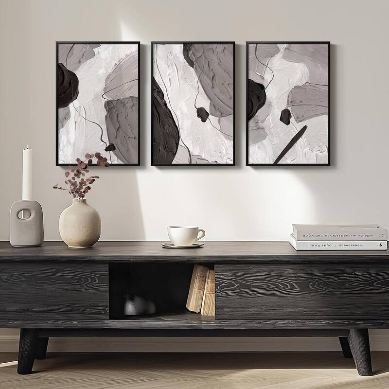 Black and White Gray Modern Abstract Wall Art