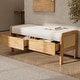 preview thumbnail 1 of 11, Christopher Knight Home - Soft Cushion Oak Beige Upholstered Storage Ottoman Bench with Rattan Sides and Wooden Legs Beige + Oak