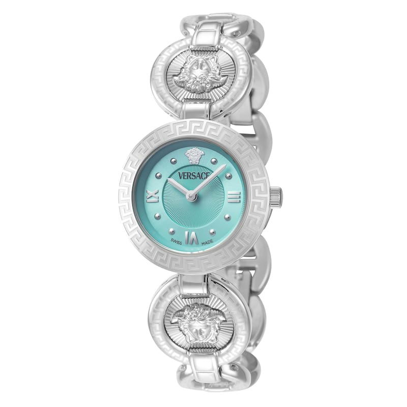 Versace Women's Greca Jewel 28mm Turquoise Dial Stainless Steel Quartz Watch - Silver-Tone - One Size