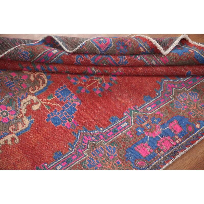 Hand Knotted Oriental 100% Wool Carpet Traditional Medallion Red Tabriz Runner Rug - 10' 4'' X 4' 4''