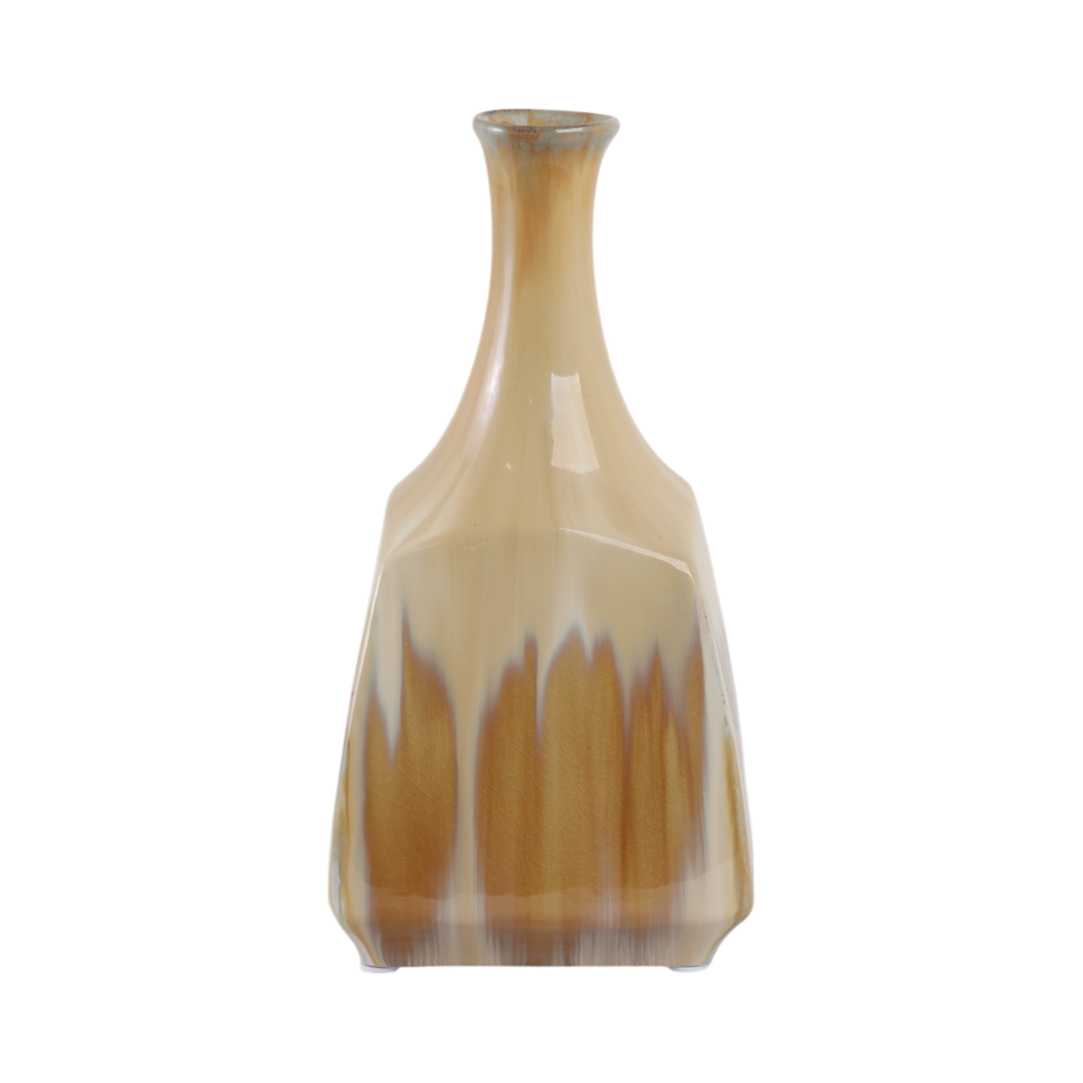 Decorative Vase - Ivory Ceramic Two-tone Glazed, 16 in.