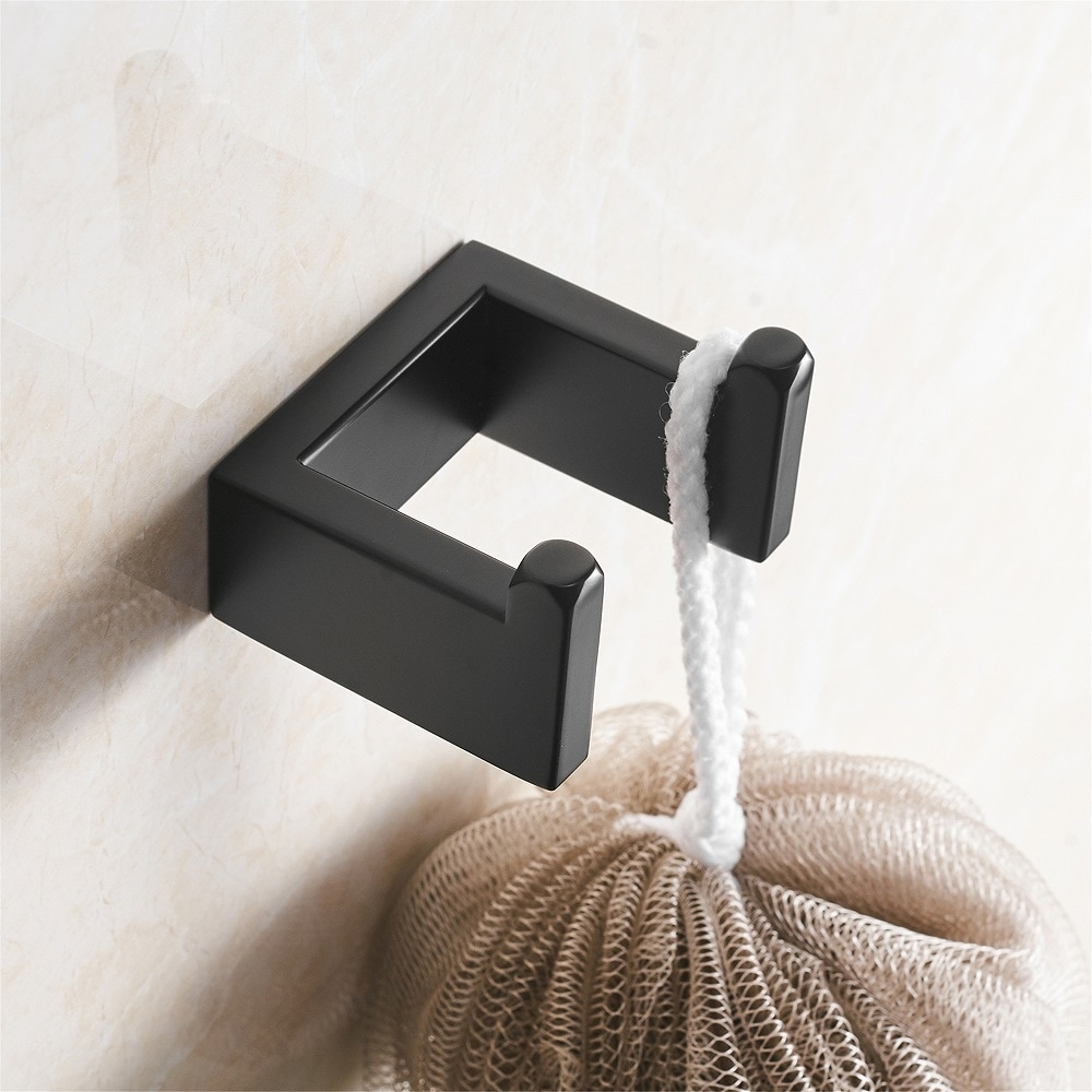 Black Bathroom Hooks for Towels Modern Double Robe and Towel Hooks - On  Sale - Bed Bath & Beyond - 35628847