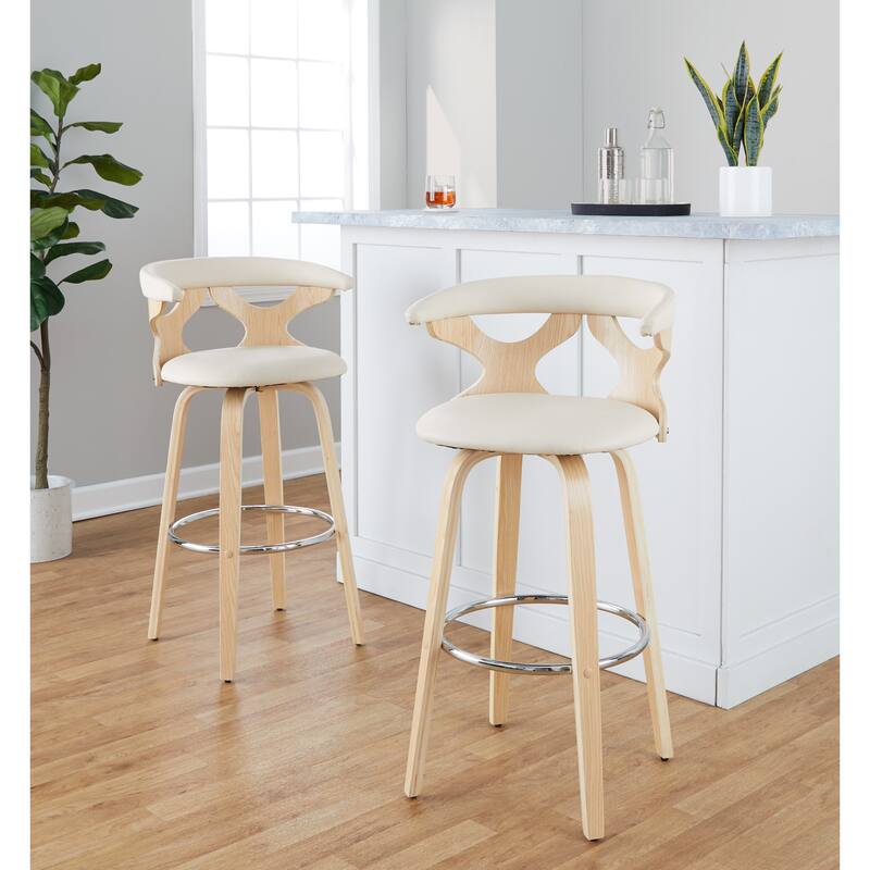Carson Carrington Viby 30" Fixed-Height Bar Stool with Bent Wood Legs & Round Footrest (Set of 2)