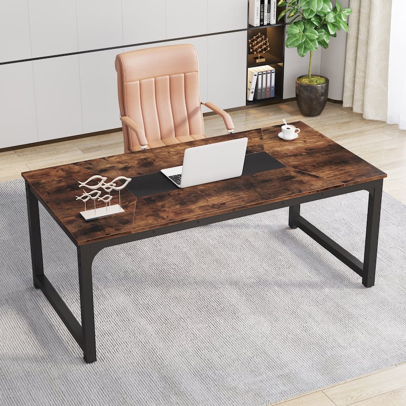 70.87" Large Computer Office Desk, Conference Table Rustic Brown