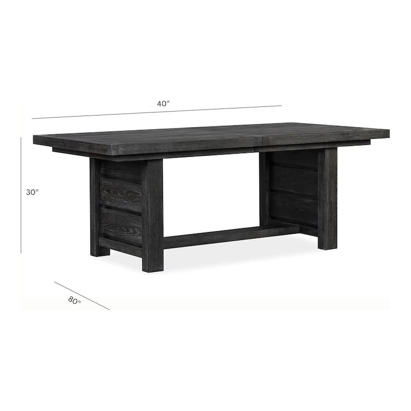 Magnussen Home Plum Creek Ravenwood Black Extendable Trestle Dining Table - 40''W x 80''D x 30''H