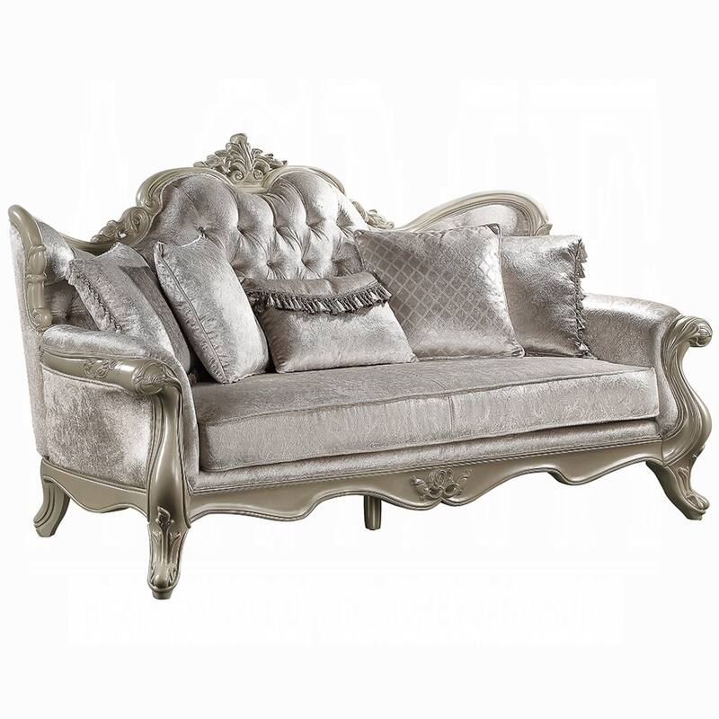 Bertha Sofa, Ornate Carved European Classic Beige Champagne, 85 Inch