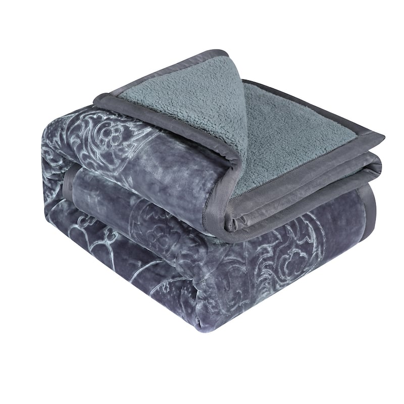 Ultra Plush Printed 3-piece Sherpa Borrego Comforter Set