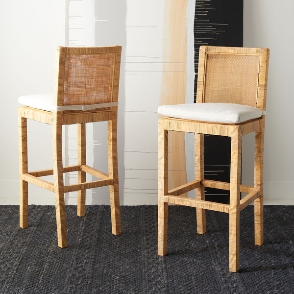 Rattan counter hot sale stool with cushion