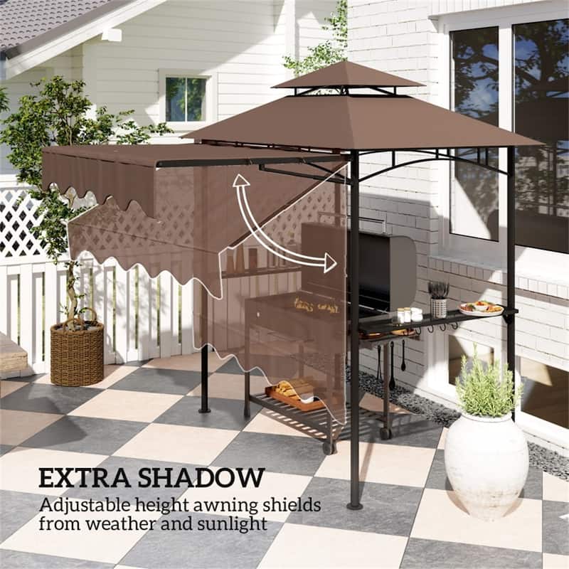 Premium Outdoor Grill Gazebo with Adjustable Awning Powder-Coated Steel Frame and PA-Coated Polyester Canopy