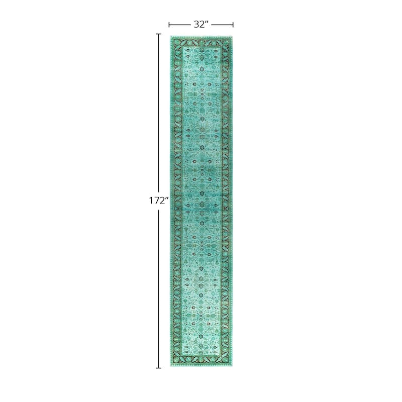 Contemporary Overdyed Wool Hand Knotted Runner - 2' 8" x 14' 4"