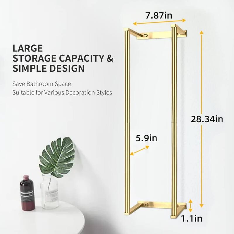 304 stainless steel bathroom wall mounted towel rack with hooks for storing towels, bathrobes.