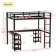 preview thumbnail 3 of 10, Multifunctional Design Loft Bed with Desk, Shelves, Ladder and Guardrails, Full Size, Black with Black Desk