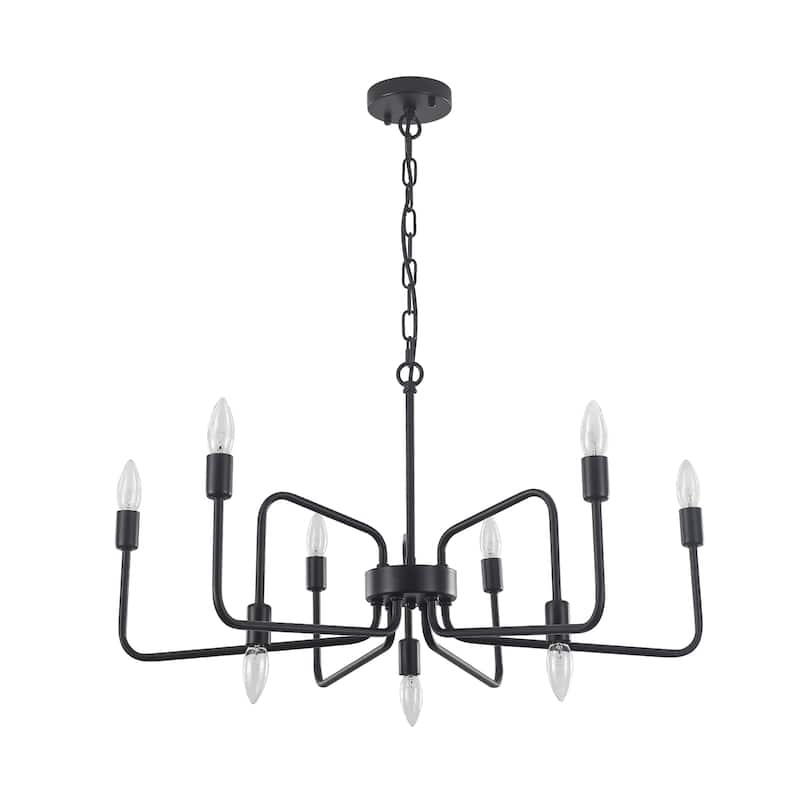 9-Light Black Metal Industrial-Style Chandelier