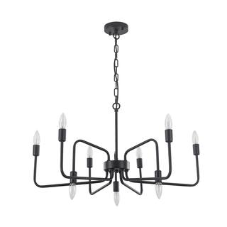 9-Light Black Metal Industrial-Style Chandelier