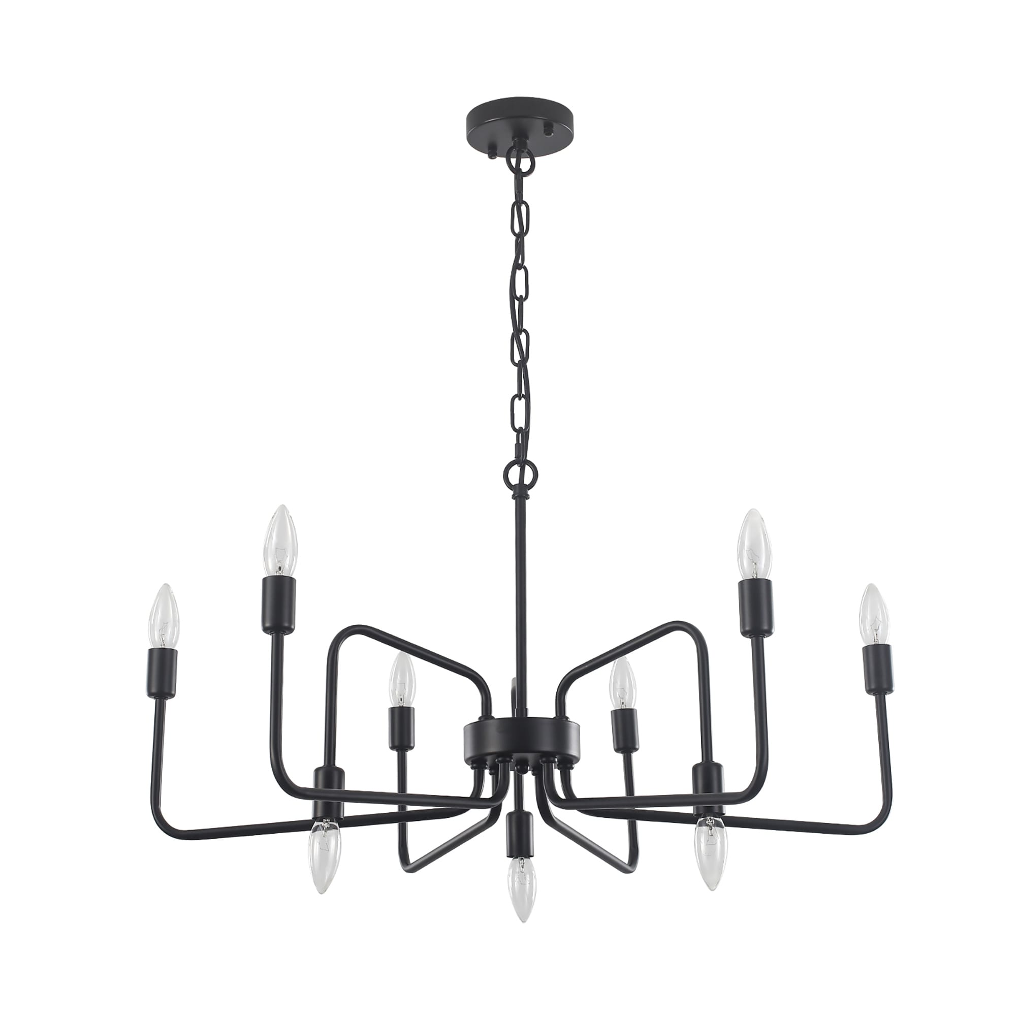 9-Light Black Metal Industrial-Style Chandelier