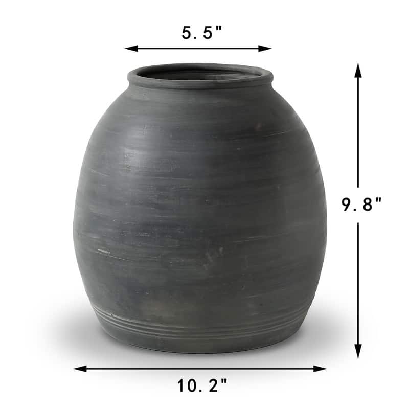Artissance 10 inches Earthy Gray Table Décor for Living Room, Retro Home Décor Accent, Handmade Quality Decorative Vase